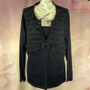 AUDACITY - *NWT* - 2-piece holiday tank and cardigan set. Black knit.